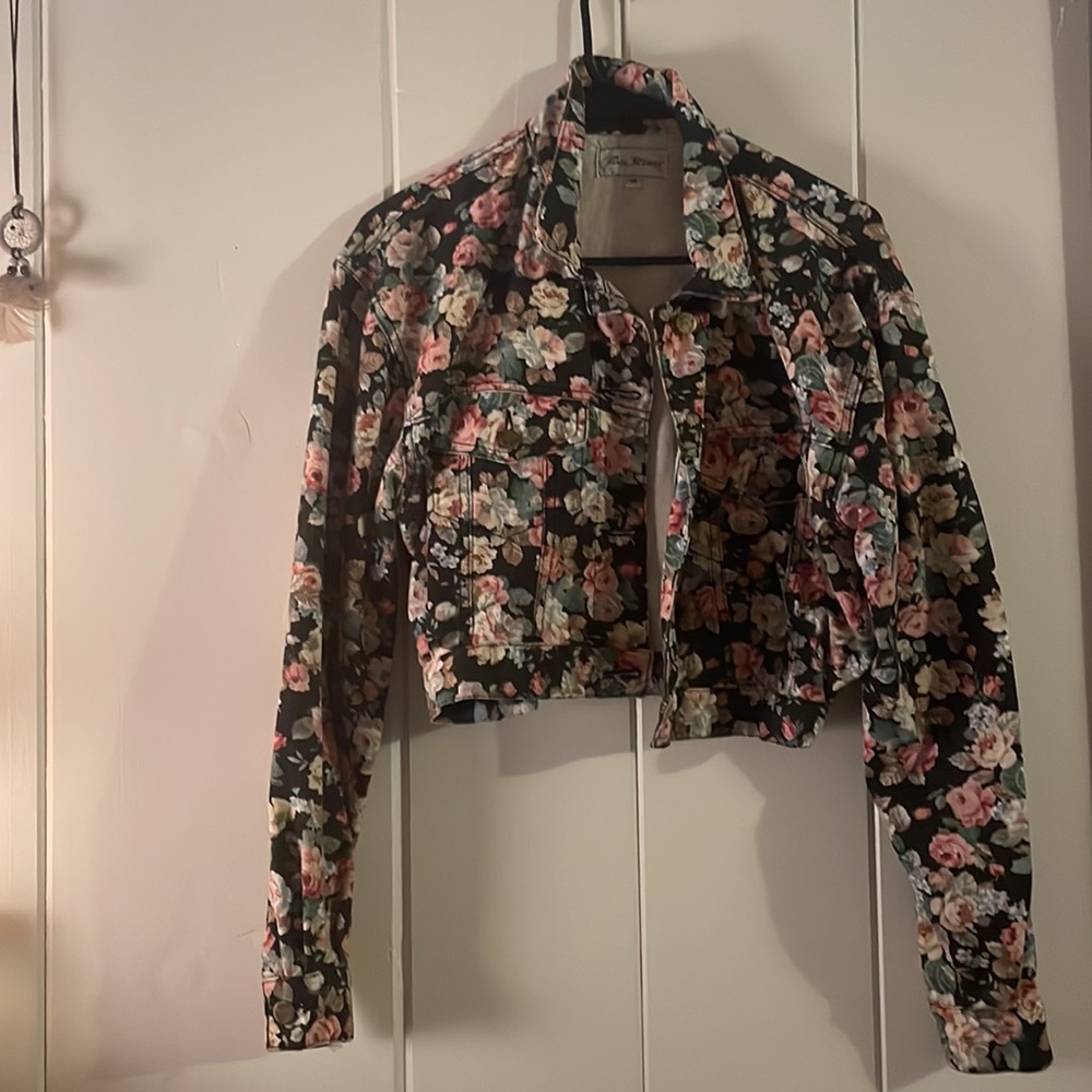 Vintage Paris Blue floral jean jacket